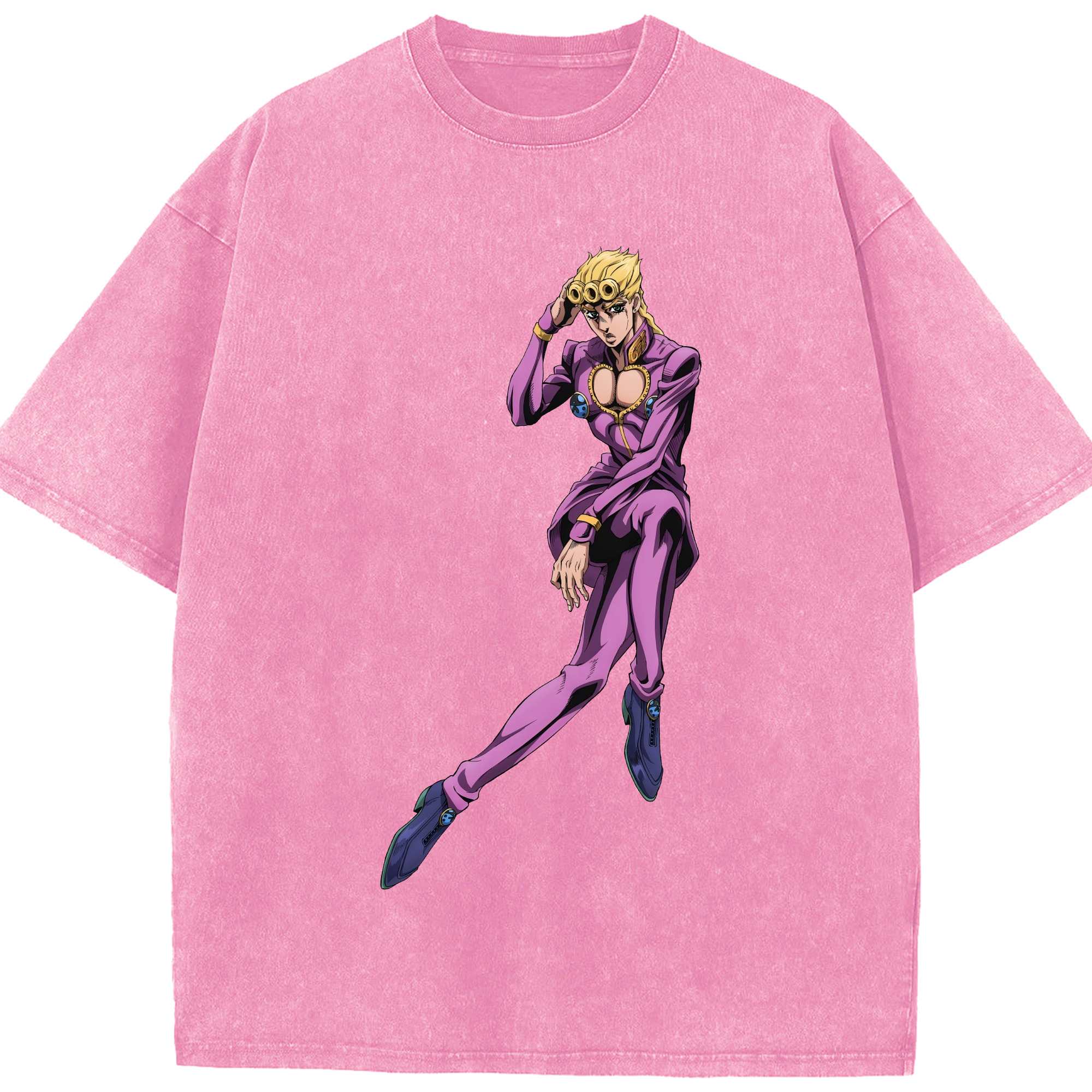 （画像用） ジョジョの奇妙な冒険 ジョルノ?ジョバァーナ JoJo's Bizarre Adventure Giorno Giovanna 綿100% ヴィンテージ風 半袖Tシャツ（フロントプリント）